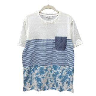 ザショップティーケー(THE SHOP TK)のザショップティーケー カットソー Tシャツ クルーネック ボーダー 半袖 M 白(Tシャツ/カットソー(半袖/袖なし))