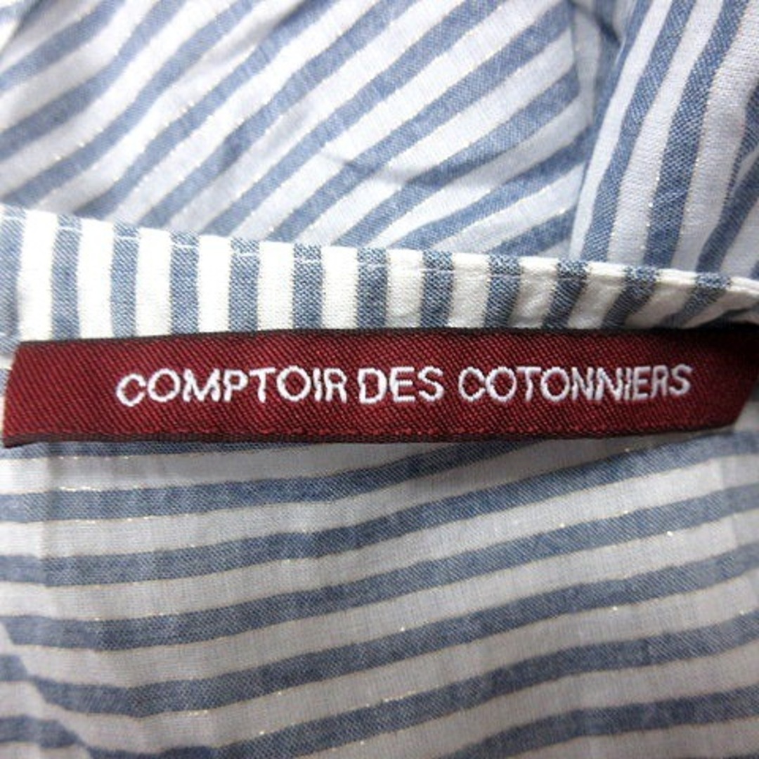 Comptoir des cotonniers(コントワーデコトニエ)のコントワーデコトニエ シャツ ブラウス 半袖 ストライプ 40 青  レディースのトップス(シャツ/ブラウス(半袖/袖なし))の商品写真