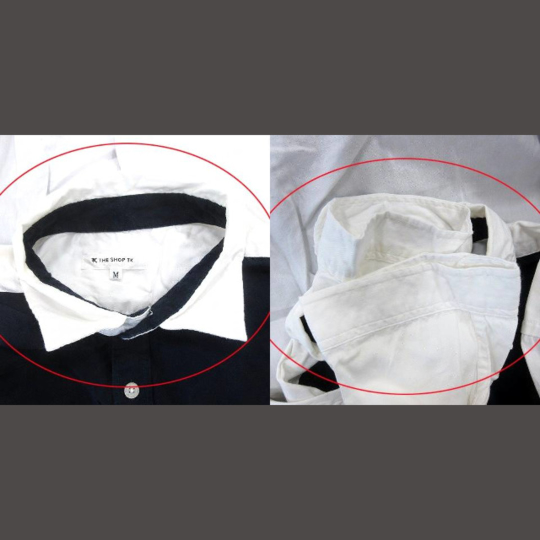 THE SHOP TK(ザショップティーケー)のザショップティーケー ステンカラーシャツ グレンチェック 七分袖 M 白 ■MO メンズのトップス(シャツ)の商品写真