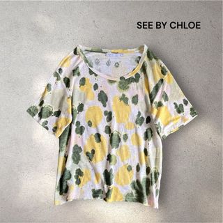 シーバイクロエ(SEE BY CHLOE)のシーバイクロエ リネン100% Tシャツ カットソー 総柄 CHLOE(Tシャツ(半袖/袖なし))