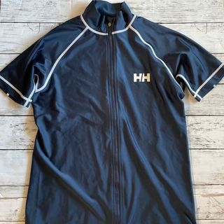 ヘリーハンセン(HELLY HANSEN)のヘリーハンセン　ラッシュガード　紺色　半袖　ファスナー　水着(水着)