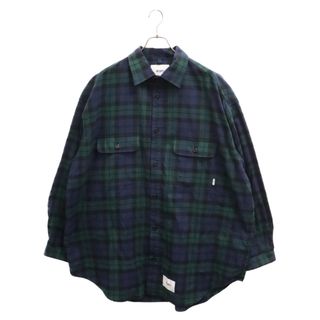 ダブルタップス(W)taps)のWTAPS ダブルタップス 22SS WCPO 02 LS COTTON FLANNEL TEXTILE 221TQDT-SHM02 オーバー シャツ コットン フランネル テキスタイル チェック グリーン(シャツ)