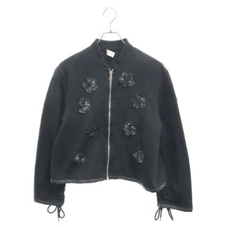 モンクレール(MONCLER)のMONCLER モンクレール ×Noir Kei Ninomiya Con Zip Cardigan D209F8450000 809C1 ノワール ケイ ニノミヤ コンジップ フラワー カーディガン ライトブルゾン ブラック レディース(ブルゾン)