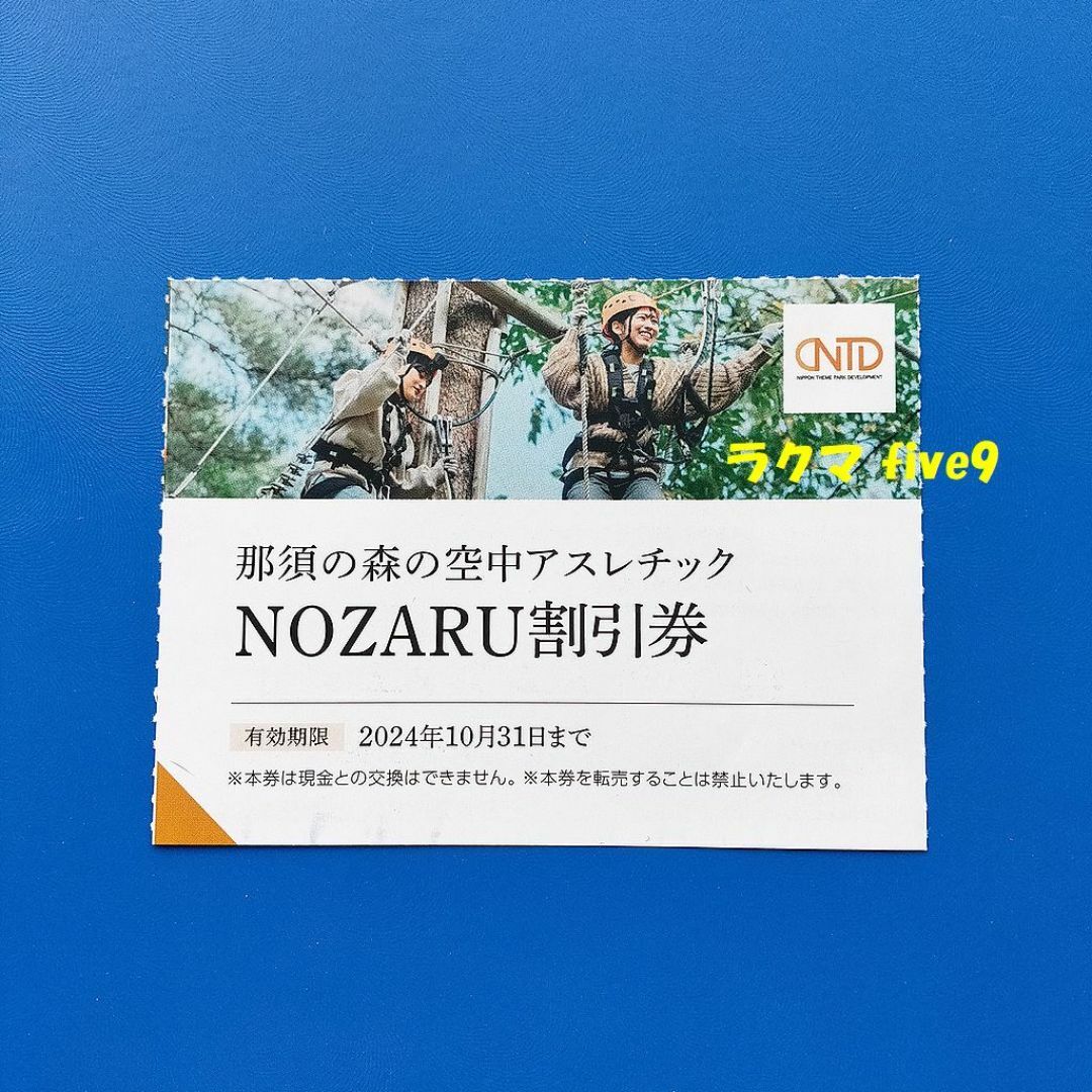 🟩🟨🟥那須の森の空中アスレチック NOZARU割引券 NPD 株主優待 チケットの施設利用券(遊園地/テーマパーク)の商品写真