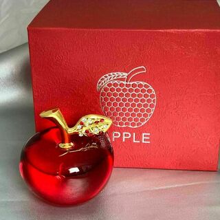 りんご　置物　葉っぱゴールド　アップル　林檎　箱付き　縁起物　インテリア　赤(置物)
