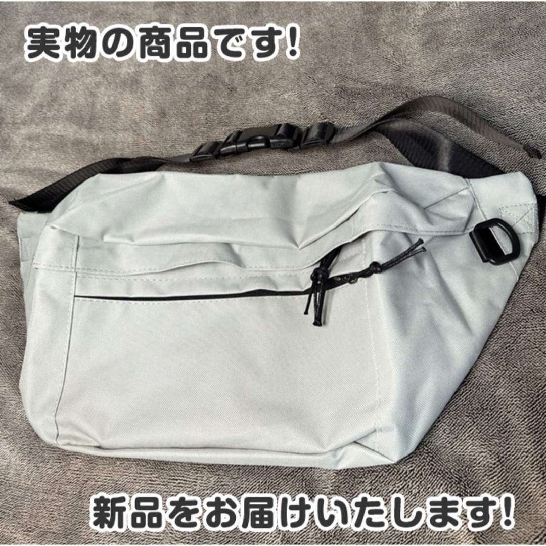  ボディバッグ ショルダーバッグ 男女兼用 ポケット付き 韓国 【グレー】 メンズのバッグ(ボディーバッグ)の商品写真