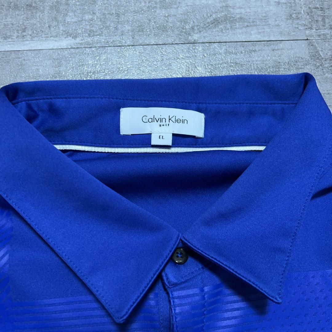 Calvin Klein(カルバンクライン)の美品 Calvin Klein ゴルフ ビッグサイズ 3L ポロシャツ ロゴ 青 スポーツ/アウトドアのゴルフ(ウエア)の商品写真