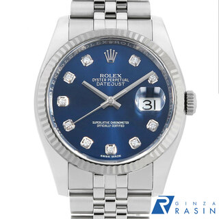 ロレックス(ROLEX)のロレックス デイトジャスト 10Pダイヤ 116234G ブルー 5列 ジュビリーブレス ランダム番 メンズ 中古 腕時計(腕時計(アナログ))