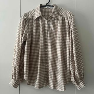 ユニクロ(UNIQLO)のUNIQLO C ボリュームチェックブラウス Sサイズ(シャツ/ブラウス(長袖/七分))