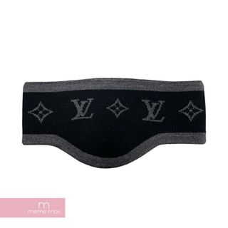 LOUIS VUITTON - LOUIS VUITTON 2021AW Monogram Line Ear Warmer M77109 ルイヴィトン モノグラムライン イヤーウォーマー イヤーマフラー ヘアバンド モノグラム総柄 ウール素材 ブラック×グレー 【240501】【中古-A】【me04】