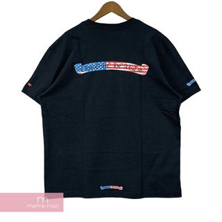 クロムハーツ(Chrome Hearts)のCHROME HEARTS 2021AW PPO US SCRL Tee クロムハーツ USスクロールTシャツ 半袖カットソー ポケT ロゴプリント アメリカ 星条旗 チョンパー Matty Boyボディ ブラック サイズXL【240502】【中古-B】【me04】(Tシャツ/カットソー(半袖/袖なし))