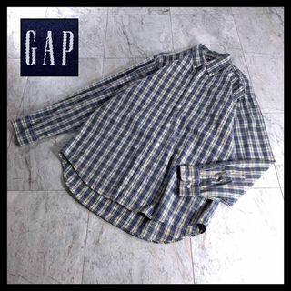 ギャップ(GAP)の90s 00s OLD GAP グランジ チェックシャツ M 青 ネイビー(シャツ)