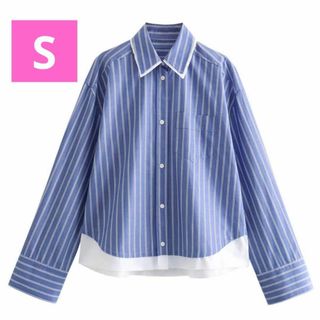 ストライプ柄　コンビ　シャツ　ザラ　zara gu ユニクロ　H&M(シャツ/ブラウス(長袖/七分))