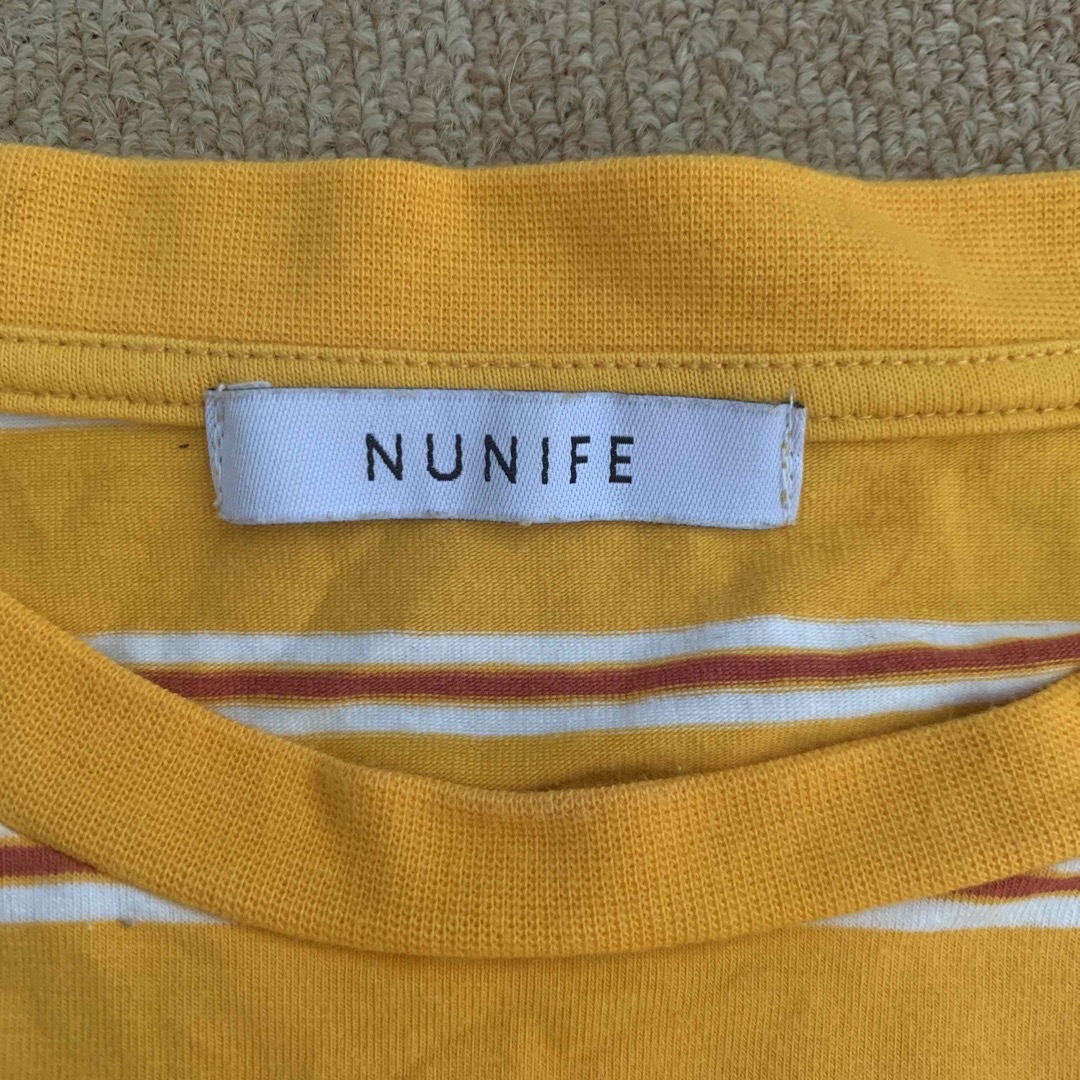 ボーダー イエロー 黄色 NUNIFE Tシャツ メンズのトップス(Tシャツ/カットソー(半袖/袖なし))の商品写真