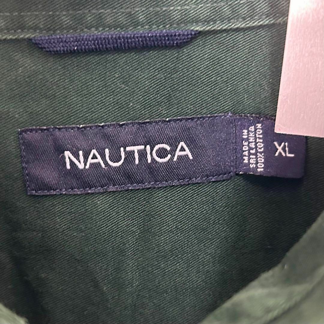 NAUTICA(ノーティカ)のノーティカ 刺繍ロゴ 胸ポケット 半袖 BDシャツ 美品 グリーン XL メンズのトップス(シャツ)の商品写真