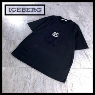 アイスバーグ(ICEBERG)の90s イタリア製 レトロ古着 フェリックス キャラ Tシャツ 刺繍 黒(Tシャツ/カットソー(半袖/袖なし))
