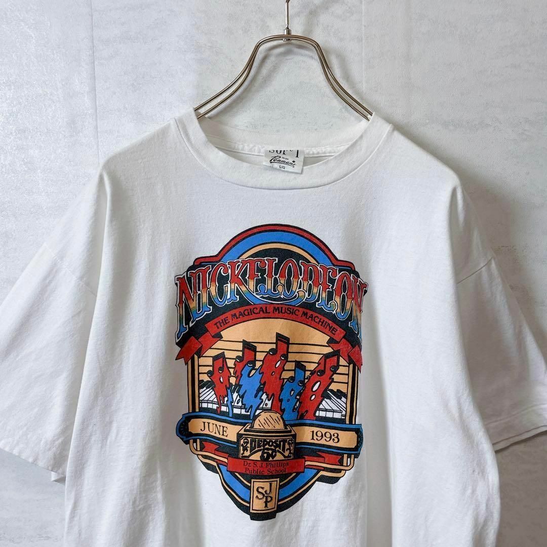 シングルステッチ　ビンテージ　半袖Ｔシャツ　白ホワイト　音楽系ロゴ　メンズ古着 メンズのトップス(Tシャツ/カットソー(半袖/袖なし))の商品写真