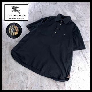 バーバリー(BURBERRY)のバーバリーブラックレーベル 半袖 プルオーバー シャツ 黒 ノバチェック ホース(ポロシャツ)