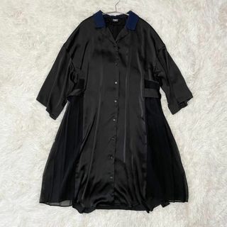 パメオポーズ(PAMEO POSE)の【美品】パメオポーズ　Side Belt Satin Dressシャツワンピース(ロングワンピース/マキシワンピース)