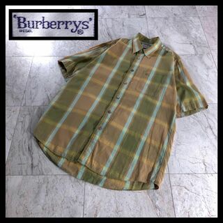 バーバリー(BURBERRY)の90s Burberrys バーバリー リネン混 チェック シャツ 半袖(シャツ)