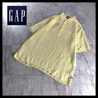 ギャップ(GAP)の00s OLD GAP プルオーバー リネンシャツ 半袖 黄色 無地 M(シャツ)