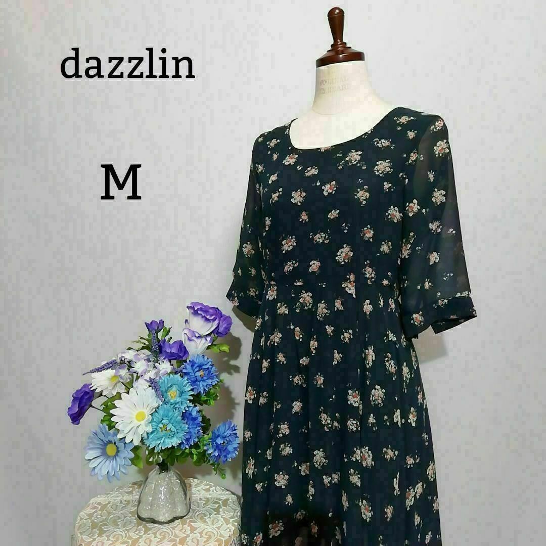 dazzlin(ダズリン)のdazzlin 極上美品　ひざ丈ワンピース　Mサイズ　花柄 レディースのワンピース(ひざ丈ワンピース)の商品写真