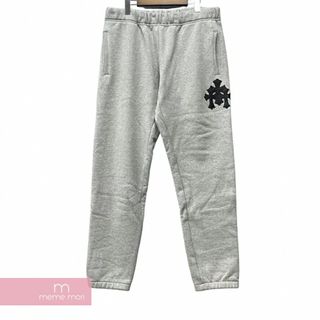 クロムハーツ(Chrome Hearts)の【BIG PRICE OFF】CHROME HEARTS GRP Y NOT Sweat Pants クロムハーツ ワイノットスウェットパンツ レザーセメタリークロスパッチ シルバープレート グレー サイズM【240502】【中古-A】【me04】(スラックス/スーツパンツ)