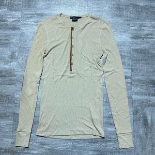 ラルフローレン(Ralph Lauren)のラルフローレン 伸縮性 ヘンリーネックTシャツ エルボーパッチ 細リブ 長袖 S(Tシャツ/カットソー(七分/長袖))