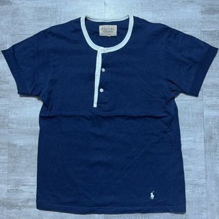 ポロラルフローレン(POLO RALPH LAUREN)のPOLO RL ポロ ラルフローレン ヘンリーネックTシャツ 裾ロゴ ネイビーM(Tシャツ/カットソー(半袖/袖なし))