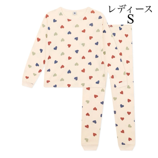 プチバトー(PETIT BATEAU)の新品 プチバトー 2024 SS 新作 レディース S 長袖 パジャマ ハート(パジャマ)