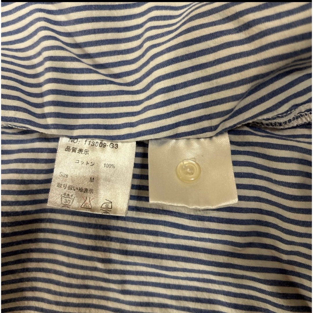 rivet & surge(リベットアンドサージ)のリベットアンドサージ　7分袖ストライプシャツ　白×青　Mサイズ レディースのトップス(シャツ/ブラウス(長袖/七分))の商品写真