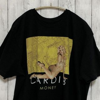 ミュージックティー(MUSIC TEE)のカーディＢ　アメリカラッパー　ラップ　黒ブラック　半袖Ｔシャツ　サイズＸ　古着(Tシャツ/カットソー(半袖/袖なし))