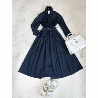 マックスマーラ(Max Mara)のMax Mara 極美品 Belted Pleated ワンピース 36(ロングワンピース/マキシワンピース)