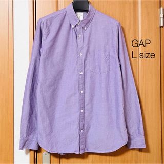 ギャップ(GAP)のGAP キャップ オックスフォードシャツ ボタンダウン パープル L size(シャツ)