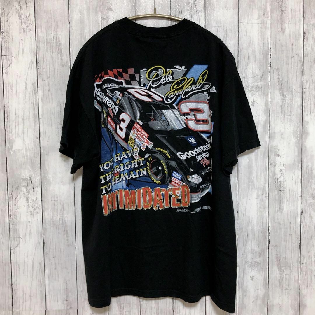 レーシングＴシャツ　サイズＬ　黒ブラック　半袖Ｔシャツ　車カーレース　メンズ古着 メンズのトップス(Tシャツ/カットソー(半袖/袖なし))の商品写真