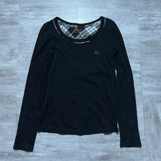 バーバリーブルーレーベル(BURBERRY BLUE LABEL)のBURBERRY BLUE LABEL ロングスリーブカットソー ブラック 38(Tシャツ(長袖/七分))