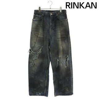 バレンシアガ  23SS  745213 TNW01 ダメージ加工バギーデニムパンツ メンズ XS