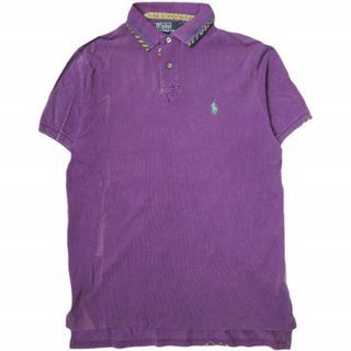 Polo by Ralph Lauren ポロバイラルフローレン S/S BEADS&PATCH WORK POLO SHIRTS ビーズ&パッチワーク鹿の子ポロシャツ S パープル 半袖 ポニー刺繍 トップス【中古】【Polo by Ralph Lauren】(ポロシャツ)