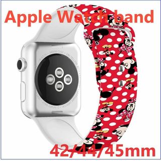 Apple Watch バンド プリントバンド 42/44/45mm　red(ラバーベルト)