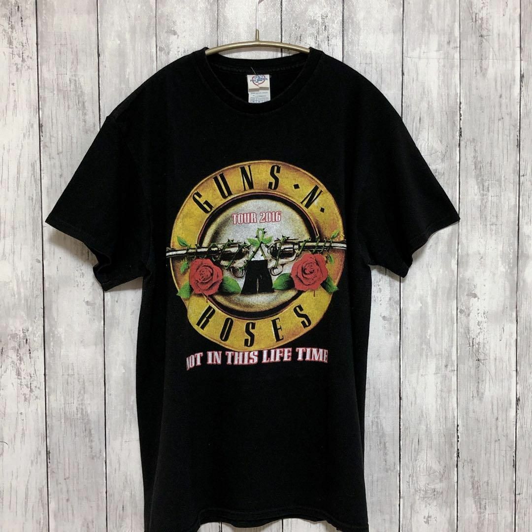 MUSIC TEE(ミュージックティー)のバンドＴシャツ　ガンズ　GUNS　アクセルローズ　サイズＭ　黒　メンズ　古着 メンズのトップス(Tシャツ/カットソー(半袖/袖なし))の商品写真