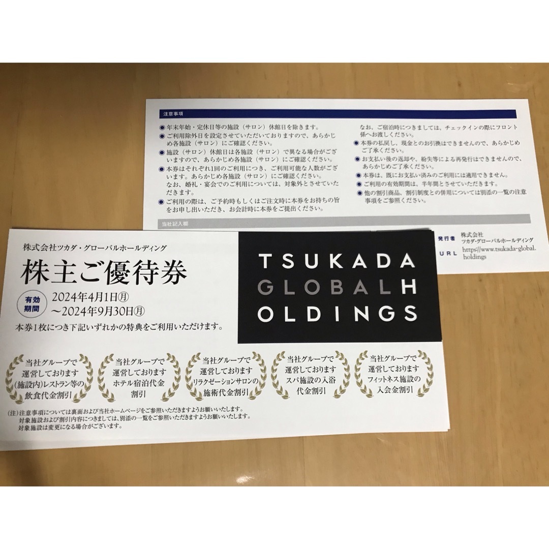 ツカダグローバルホールディング　株主優待券4枚 チケットの優待券/割引券(その他)の商品写真