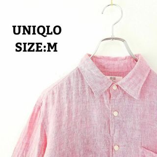 UNIQLO ユニクロ メンズ シャツ M ピンク 薄手 胸ポケット ブラウス(Tシャツ/カットソー(半袖/袖なし))