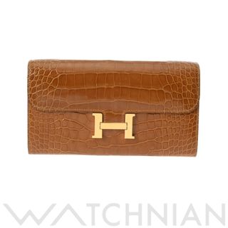 エルメス(Hermes)の中古 エルメス HERMES ユニセックス 長財布 ベージュ /ゴールド金具 アリゲーターリセ(財布)