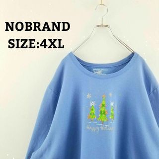 スウェット トレーナー 90s 4XL 水色 ゆるだぼ ビッグプリント 裏起毛(スウェット)