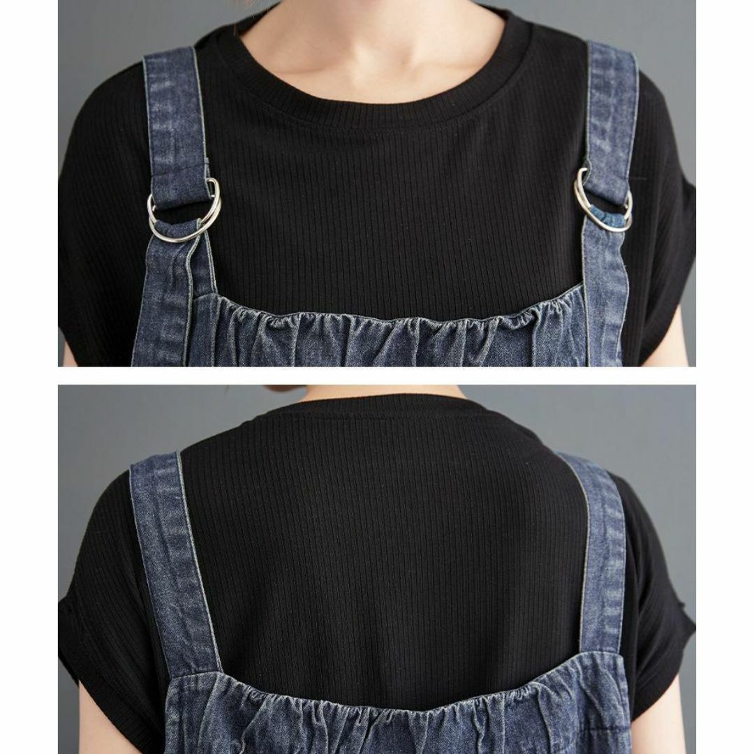 新品　デニム　ジャンパースカート　ワンピース　Aライン　大きめ　ゆったり　M レディースのワンピース(ロングワンピース/マキシワンピース)の商品写真