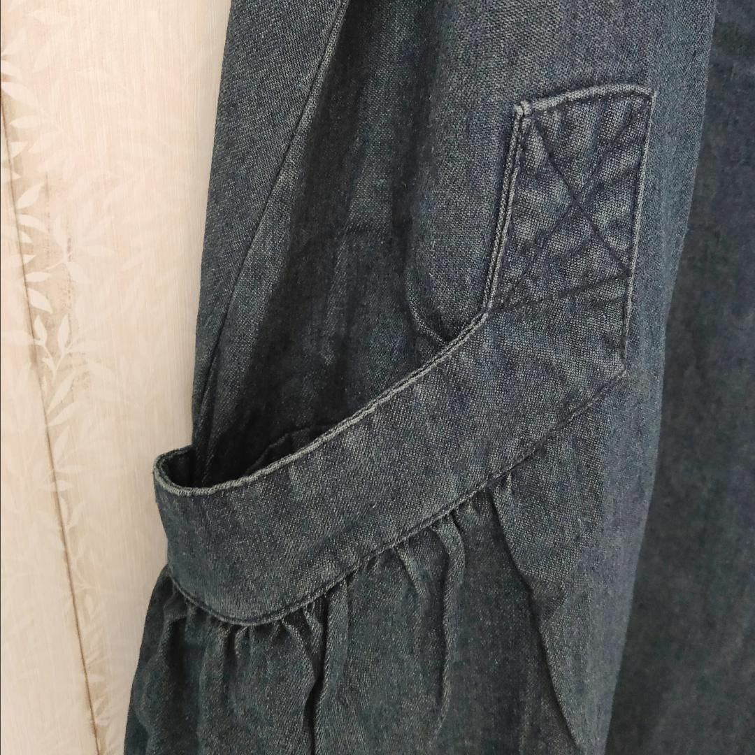 新品　デニム　ジャンパースカート　ワンピース　Aライン　大きめ　ゆったり　M レディースのワンピース(ロングワンピース/マキシワンピース)の商品写真