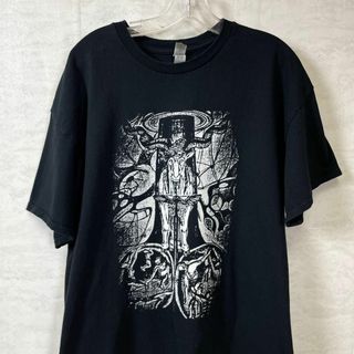 悪魔ロゴ　バフォメット　オーバーサイズＸＬ　黒ブラック半袖Ｔシャツ　メンズ　古着(Tシャツ/カットソー(半袖/袖なし))