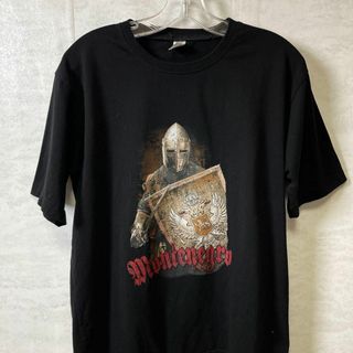 半袖Ｔシャツ　サイズＬ　騎士ナイト　プリントＴシャツ　黒ブラック　メンズ　古着(Tシャツ/カットソー(半袖/袖なし))