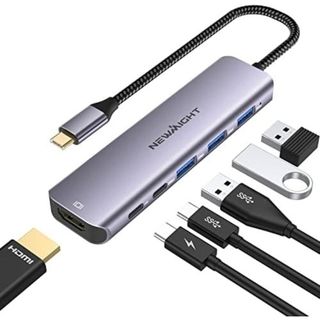 USB C ハブ 6-in-1アダプタ 急速充電 USBハブ 高速データ転送(PCパーツ)