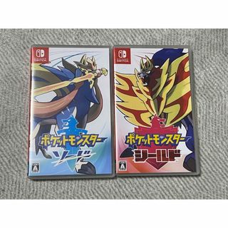 ニンテンドースイッチ(Nintendo Switch)の【美品2本セット】ポケットモンスター ソード、シールド(家庭用ゲームソフト)